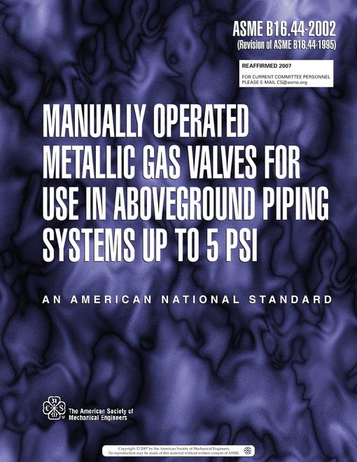 ASME B16.44-2002 (R2007)