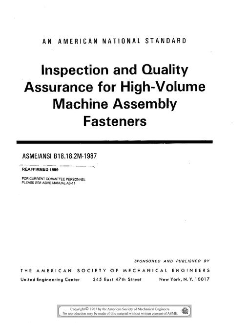 ASME B18.18.2M-1987 (R2005)