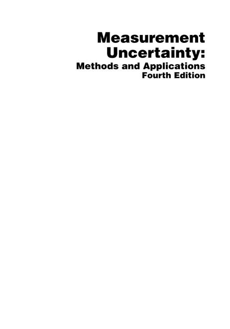 Measurement Uncertainty - Methods and Applications